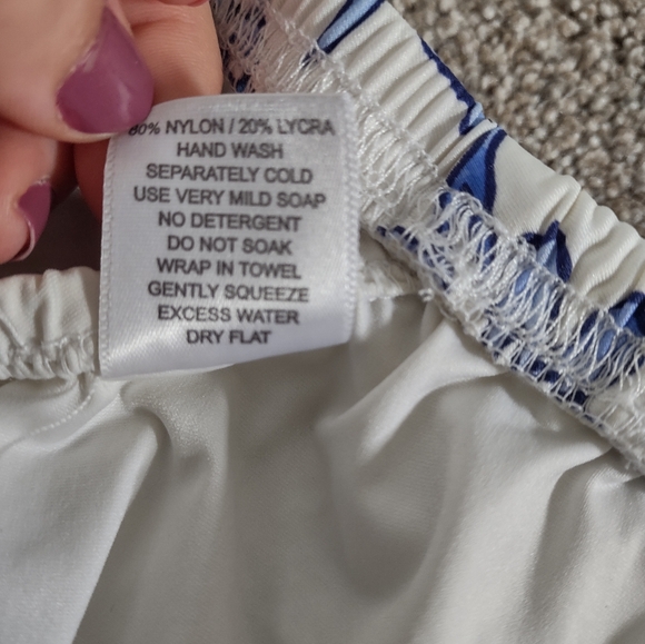 Tara Grinna bikini blue floral size 6 high rise size 34 off the shoulder top - Picture 11 of 13